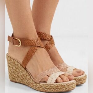 STUART WEITZMAN Elsie Espadrille in Beige Combo Woven NEW IN BOX US 9.5M EU 40